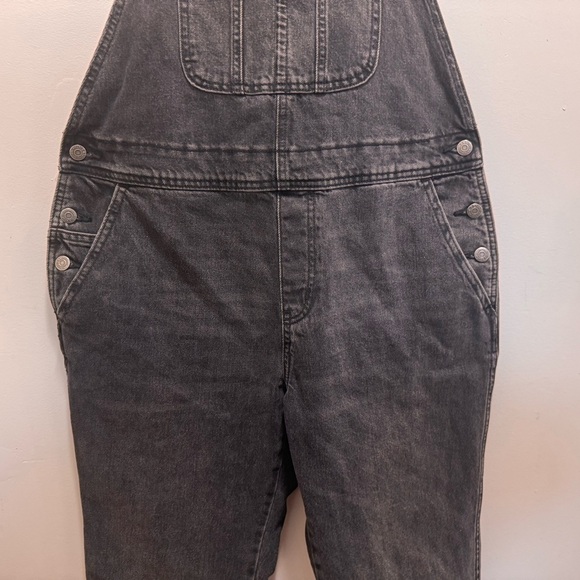Old Navy Black Slouchy Straight Ankle Jean Overalls Size 14 Petite - Picture 6 of 15